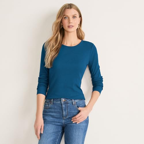 Image of Lands' End Women's Cotton Rib Knit T-Shirt