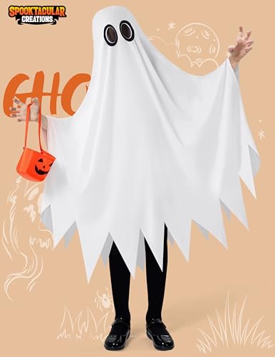 Image of Spooktacular Creations Ghost Costume for Kids with Pumpkin Basket, Scary Halloween Costume for Boys