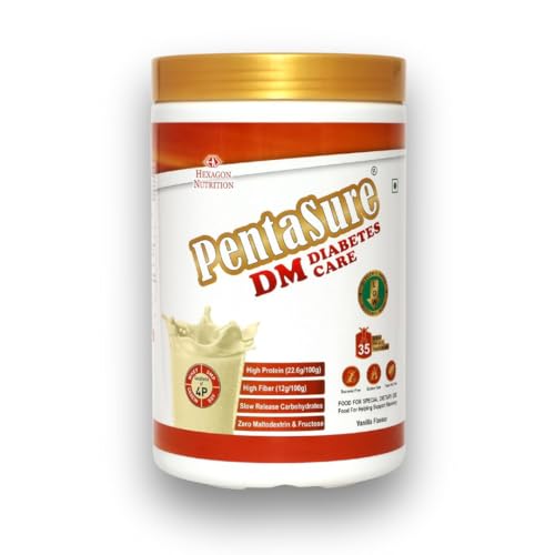 Image of PentaSure DM Diabetes Care - High Protein, High Fiber, Low GI | Zero Fructose Nutritional Drink Manages Blood Sugar, Manage Cholesterol Level | Vanilla Flavor - 1 Kg | 4P Proteins Power | Low GI
