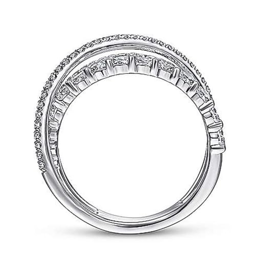 White Gold Plated Cubic Zirconia Criss Cross Spiral Hollow Design Statement Ring Personalized Accessory Ideal for Women's Daily Casual Wear Party Holiday Anniversary Love Jewelry Gift4