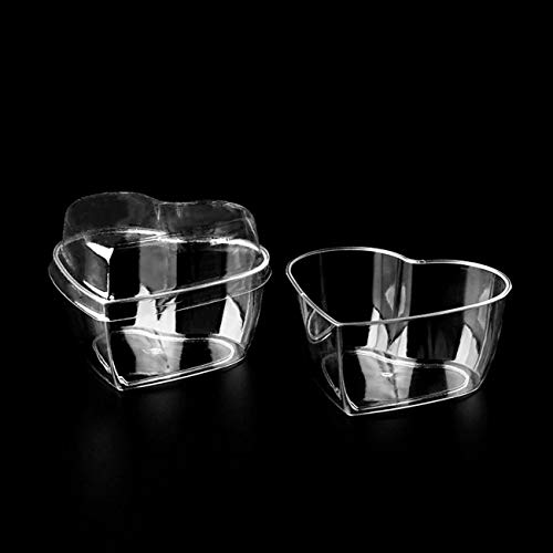 Healthcom 40 Packs 5 Oz 150Ml Heart-Shaped Clear Plastic Ice Cream Dessert Bowls Tumbler Cups Tasting Sample Cup Disposable Sundae Bowls Dessert Cups Holder Salad Serving Bowl For Wedding Party #TOP4