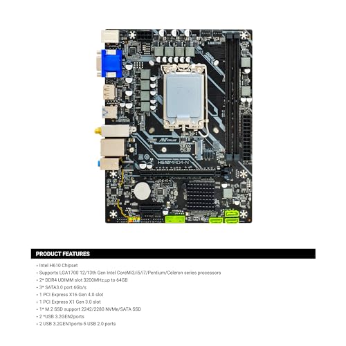 Image of Ant Value H610MAD4-N mATX Gaming Motherboard LGA-1200 Support Intel 10th and 11th Core i3 /i5 /i7 /i9, Pentium Celeron Processor DDR4, USB 3.0 Ports, HDMI Port