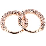 Abaodam Anillos Nariz 2 Piezas Brillantes de Circonio Rosa Dorado, Decoración para Piercing Nasal Unisex, Joyería para Nariz Estilo Futurista y Estética Europea