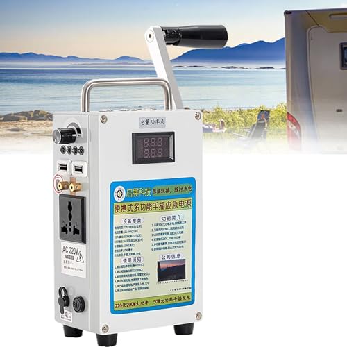 RoyceBee Generador Portátil para Generador de Manivela, DC 220 V Estación de Energía Portátil para Cargador de Manivela Dinamo Generador para Acampar Generador de Emergencia al Aire Libre