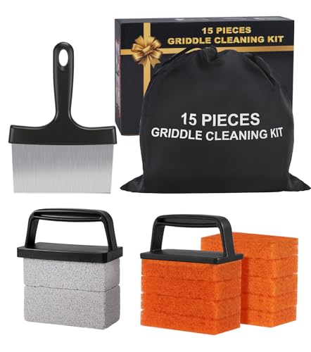 Griddle Cleaning Kit for Blackstone,15 Pieces Flat Top Grill Cleaning Kit with Grill Scraper,...
