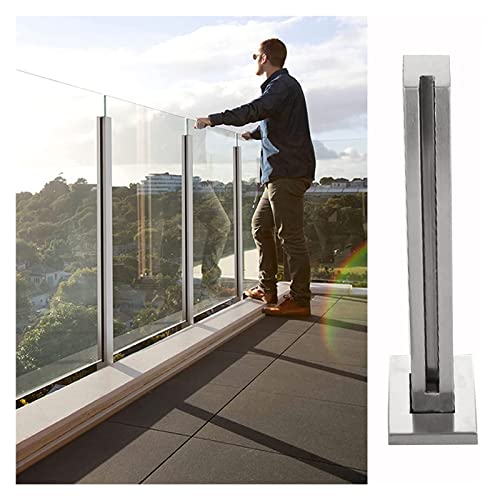 Abrazadera cuadrada de vidrio para balcón, terraza, sistema de soporte de valla para exterior e interior (poste final de 100 cm)