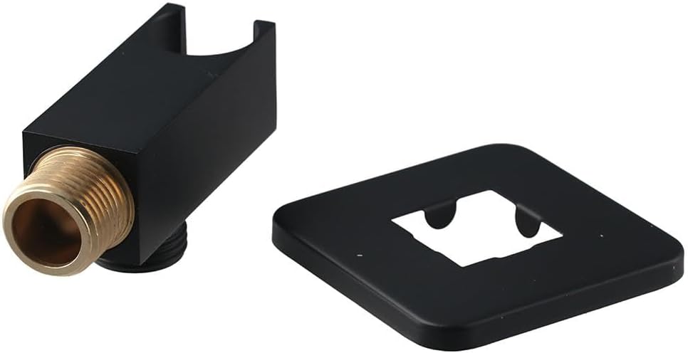 Wall Supply Elbow with Handheld Shower Holder Square Bracket with Flange Shower Hose Connector Wall Mounted Drop Union Male Water Outlet
