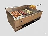 Le Barbecue Gaulois Plancha Gaz avec Friteuse, Combiné en Inox, 14400W, Butane/Propane