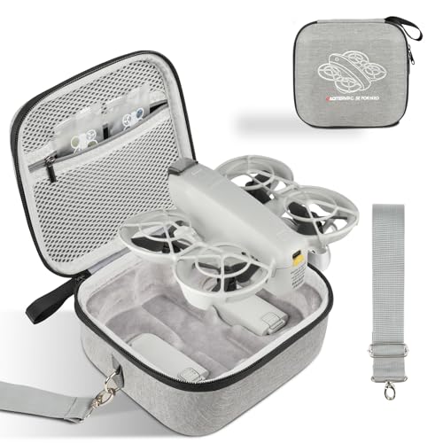 GAGITERVR N2 Small Neo Hard Carrying Case Travel Shoulder Bag with Soft Lining Portable Protection for Dji Neo Drone Up to 3 Flight Batteries & Accessories Ideal for Trip and Home Storage Gray