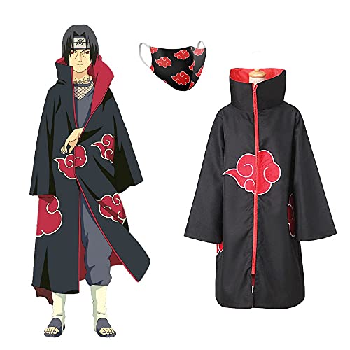 Kit Capa Akatsuki + Máscara de Proteção Forrada Renegado Anime Naruto Tamanho: PP