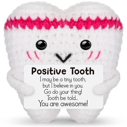 Funny Positive Crochet Tooth Fairy Gifts for Women Men Her Him,Small Cute Handmade Knitted Stuff Decor,Emotional Crochet Support Birthday for Girls Best Friend Boss Dental Nurse Mentor