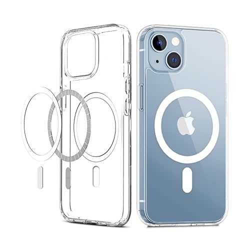 Image of CEDO Magfit Backcover for iPhone 14 Plus | Mag-Safe Wireless Charging | Designed with Magnetic Lock Shockproof Phone Bumper Transparent Back Case Cover (Transparent)