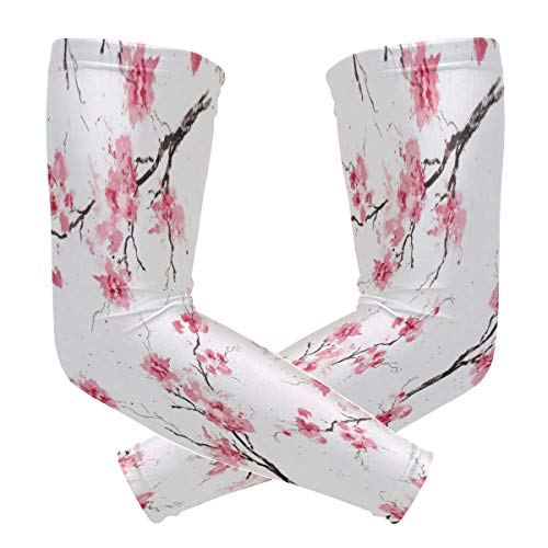 ZZKKO Cherry Blossom Cooling Arm Sleeves Cover Uv Sun Protection for Men Women Running Golf Cycling Arm Warmer Sleeves 1 Pair