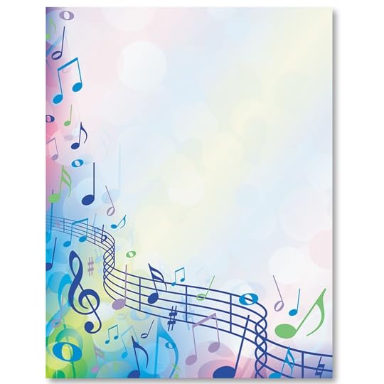 PaperDirect Tie-Dye Music Festival Border Papers, Pastel Gradient Background with Musical Notes Design, 8.5 x 11, Acid-Free, Ideal for Invitations,