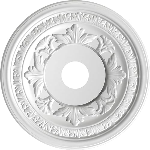 Image of Ekena Millwork CMP19BADST Baltimore Thermoformed PVC Ceiling Medallion (Fits Canopies up to 7 3 /4 inch), 19 inchOD x 3 1 /2 inchID x 1 inchP, Universal Aged Metallic Weathered Steel