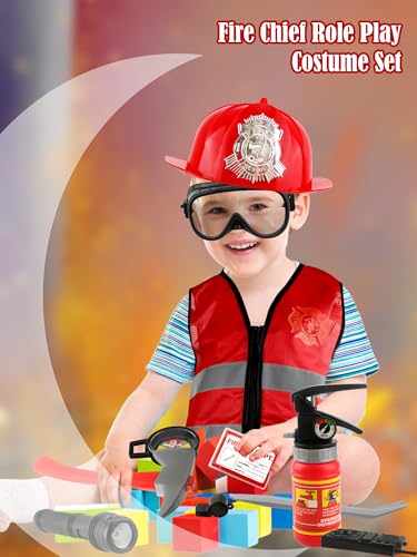 Set disfraz de bombero para niños 11 piezas miniatura 7