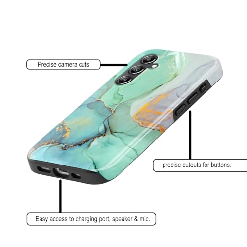 Image of COLORflow Back Cover Compatible with Samsung Galaxy A14 5G / 4G | Beautiful Green Marble | Designer Printed Glossy Armoured Bumper Back Cover Compatible with Samsung Galaxy A14 5G / 4G