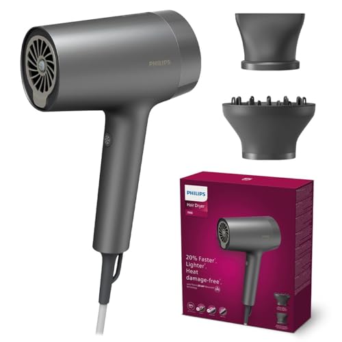 Philips Haartrockner der Serie 7000 mit Leichtigkeit trocknen und stylen ThermoShield Advanced Technologie mineralische Ionen mit Düse und Diffusor 1.800 W (Modell BHD713/10)