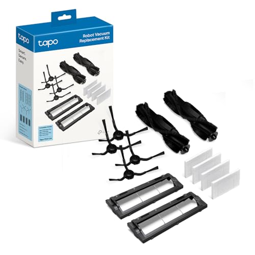 Tapo RVA104 Robot Kit di Sostituzione Aspirapolvere, Spazzola Principale×2, Copertura×2, Spazzola Laterale×4, Filtro HEPA Lavabile×4, RV30 Max, RV30 Max Plus, RV20 Max, RV20 Max Plus