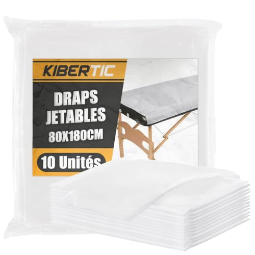 KIBERTIC – Lot de 10 Draps Jetables 80x180cm Tissu Non Tissé | Drap d'Examen Jetable de Haute Qualité SMS | Drap Table de Massage, Spa, Beauté, Tatouage...