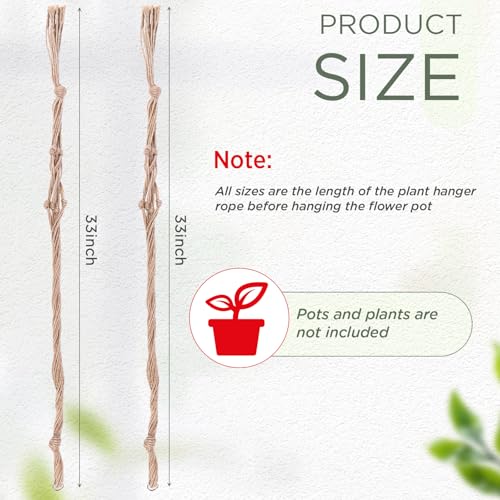 Image of EBOOT 2 Pack 33 Inch Large Macrame Plant Hanger Rope to Hang Flower Pot Plant Holder for Indoor Outdoor Decorations, 4 Legs (Linen Color)