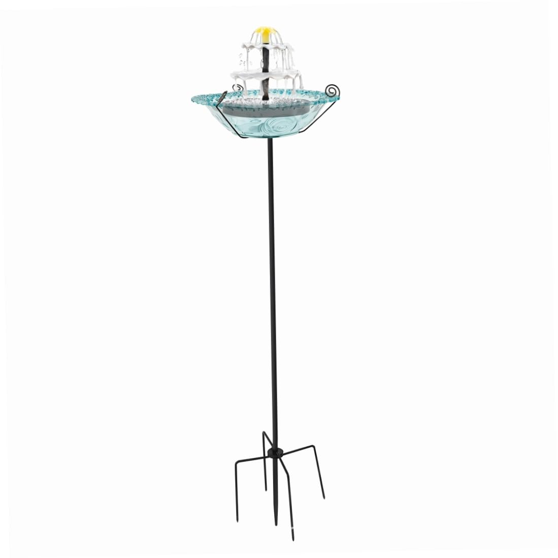 Fontaine solaire pour bain d'oiseaux de 10 pouces bleu avec piquet