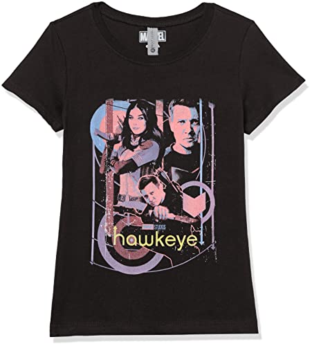 T-shirt Marvel fille noir avec bouclier rouge idéal pour le collège et les loisirs