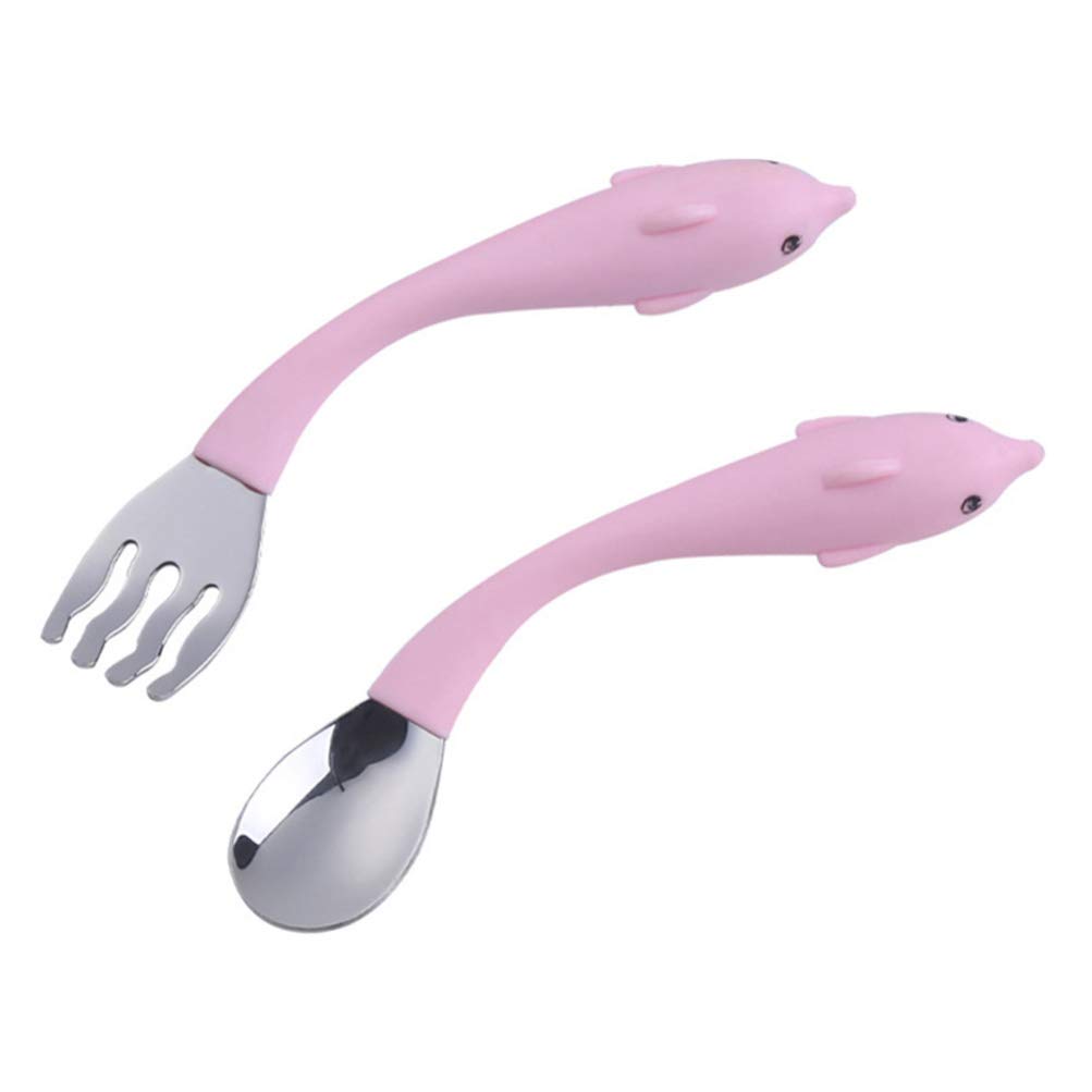 Toddmomy Bendable Spoon and Fork for Kids, Toddler Tableware Set Stainless Steel Baby Fork and Spoon Kids Silverware with Short Handles