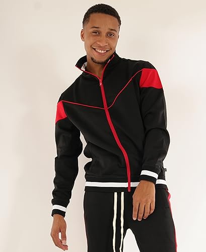 Image of SCREENSHOT-TRACK JACKET Mens Urban Hip Hop Premium Track Jacket - Slim Fit Side Taping Sportswear Urbanwear Streetwear Top