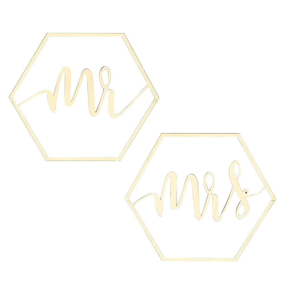 Gativs Mr and Mrs Wedding Chair Sign Madera Decorativa Wedding Sign Wedding Chair Decor Scripted Carta de Madera Signo Decoración Colgante de Madera Mr & Mrs Letreros de Silla de Boda para Novia Novio