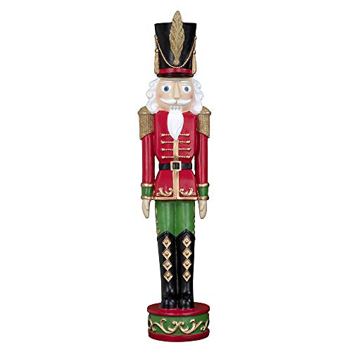 Haute Decor Classic Red and Green Christmas Nutcracker Holiday Decoration for Indoor/Outdoor Use - 37-inch Freestanding Sturdy Resin Construction - Indoor or Outdoor