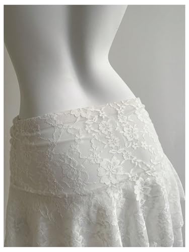 MakeMeChic Women's Lace Mini Skirt Floral Bow Flowy Y2k Low Rise Ruffle Boho Skirt3