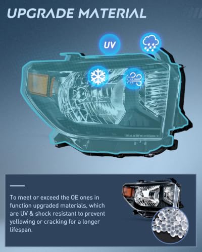 Image of Nilight Headlight Assembly Compatible for 2014-2021 Toyota Tundra | 2014 2015 2016 2017 2018 2019 2020 2021 SR5 /1794 /Limited /Platinum /SR /TRD Pro Headlamps with Black Housing clean Reflector