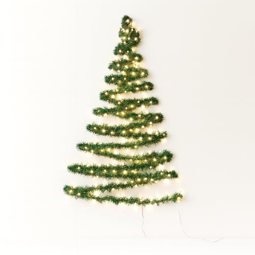 Albero di Natale da Parete 2 m con 20 LED – Ghirlanda Luminosa Verde con Luci Calde a Basso Consumo – Decorazione Natalizia Personalizzabile per Casa, Scale e Pareti