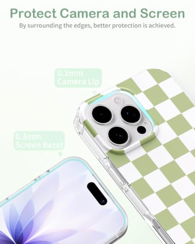 Coque iPhone 16 Pro fine et抗震 Magsafe pour éviter les rayures avec style vert - 5