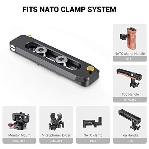 Image of SMALLRIG Universal Low-Profile Quick Release NATO Rail Safety Rail 90mm /3.5inches Long with 1 /4'' Screws for NATO Handle Camera Cage EVF Mount - BUN2484