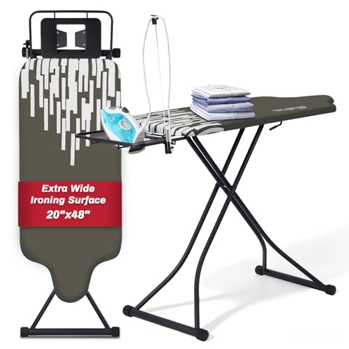SLIETON Extra Large Ironing Board with Hang Rail and Iron Rest 64" L x 20" W x 38" H (Large with Sliding Iron Rest)