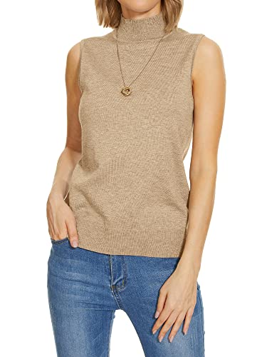 Image of INKOFF Sleeveless Mock Neck Turtleneck Knit Tops Women Dressy Casual Sweater Vest Business Work Tank