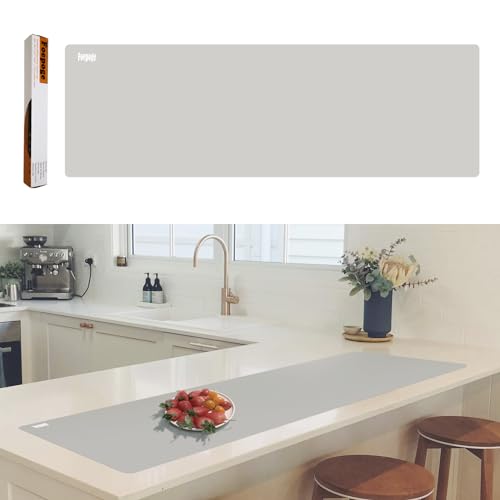 Foepoge 125 × 40cm Extra Long Silicone Mat for Kitchen Worktop Protector Non Stick Heat Resistant Silicone Countertop Protector