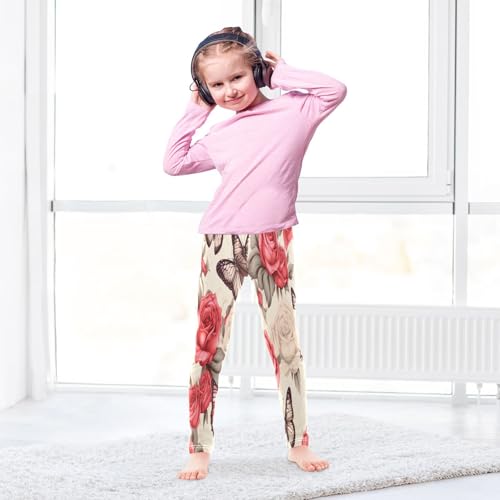 Toddler Girls Leggings Printed Yoga Pants Leggings Butterfly Red White Rose for Kids4