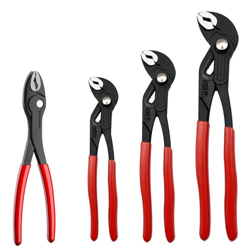 3-Piece Groove Joint Pliers Set, Adjustable Water Pump Pliers, V-Jaw Tongue and Groove Pliers, 7-inch, 10-inch, 12-inch
