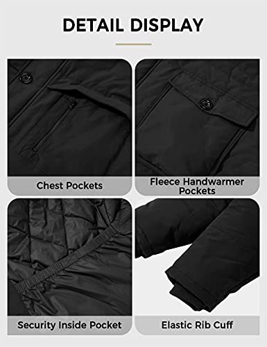 Soularge Men's Big and Tall Winter Water Resistant Hooded Puffer Coat Outerwear (Black,4X) - Image 7