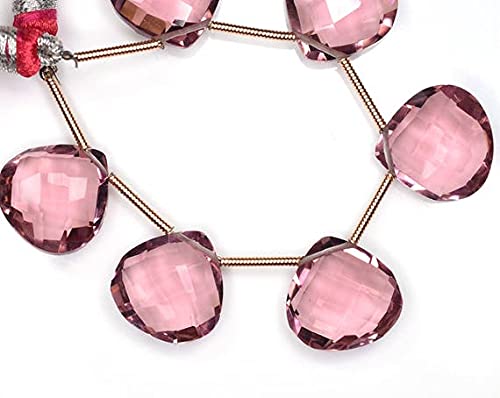 Quartz Rhodolite Coeur 14mm Perle Symbolique pour Bijoux Cadeau de Saint-Valentin