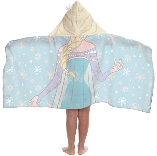 Jay Franco Kids Hooded Towel 22 x 51 Super Soft Bath Wrap with 3D Hood Heroes & Friends Beach Pool & Travel Official Licensed Blue - Frozen Elsa
