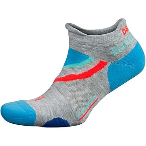 Balega Unisex Laufsocken mit Atmungsaktivität, Kompressionsstrümpfe, Sportsocken für Stabilität und gegen Blasen, Mittelgrau / Ethereal Blau, L Cover