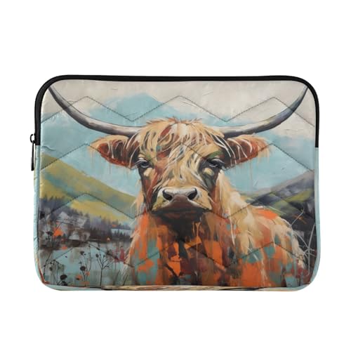 Funda para portátil con diseño de vaca Highland para 13-14 pulgadas miniatura 1