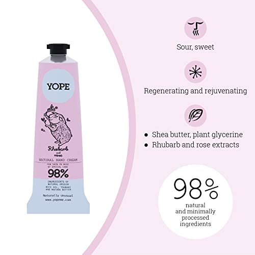 YOPE Natural Hand Cream, Rhubarb and Rose, 50 ml (Pack of 1) - Image 2