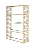 ACME Blanrio Bookshelf - - Gold & Clear Glass