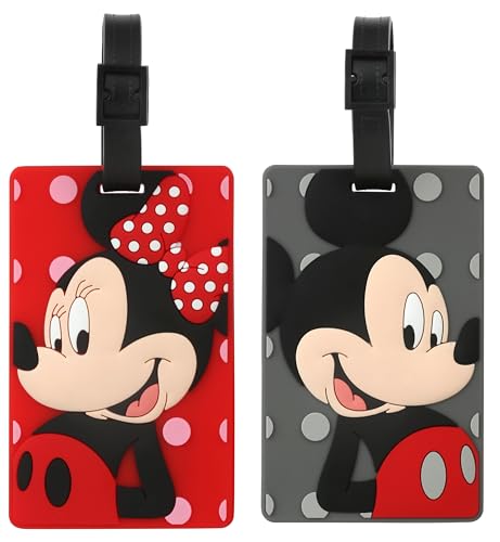 Cute Luggage Tags for Suitcases 2-Pack Cute Silicone Luggage Tag with Name ID Card Funny Suitcase Label (Cartoon pattern-01)