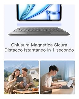 Inateck Custodia Tastiera per iPad 11a/10a Gen, iPad 10a (10,9")/11a Gen (2025 A16), Air 11" M4/M3/M2, Air 6/5/4a, Pro 11 4a-1a, Tastiera Ultralight Rimovibile con Touchpad, Grigio AceTouch